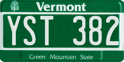 VT license plate YST382