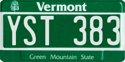 VT license plate YST383