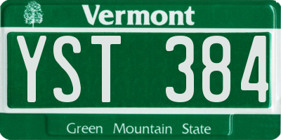 VT license plate YST384