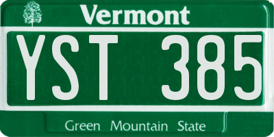 VT license plate YST385