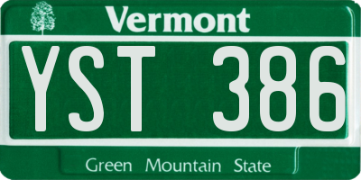 VT license plate YST386