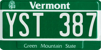 VT license plate YST387