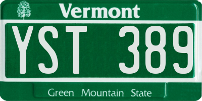 VT license plate YST389