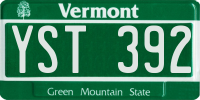 VT license plate YST392