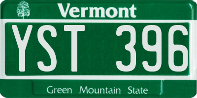 VT license plate YST396