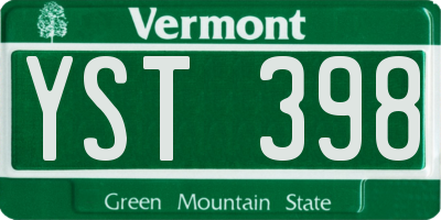 VT license plate YST398