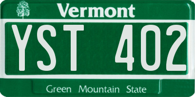 VT license plate YST402