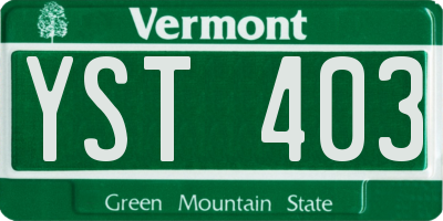 VT license plate YST403