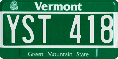 VT license plate YST418