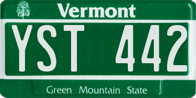 VT license plate YST442