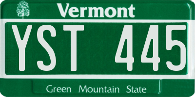 VT license plate YST445
