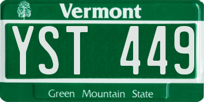 VT license plate YST449