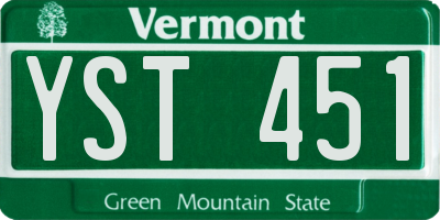 VT license plate YST451