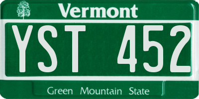 VT license plate YST452
