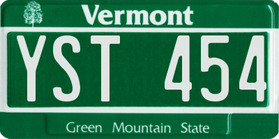 VT license plate YST454