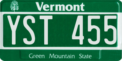 VT license plate YST455