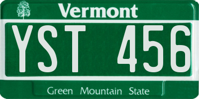 VT license plate YST456