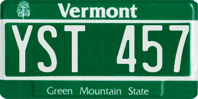 VT license plate YST457