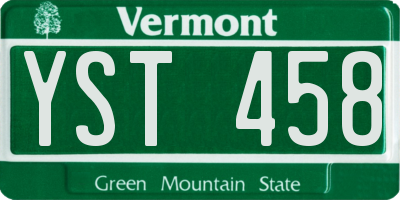 VT license plate YST458