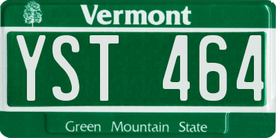 VT license plate YST464