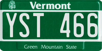 VT license plate YST466