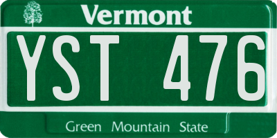 VT license plate YST476