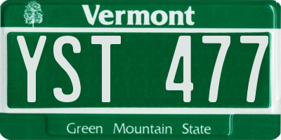 VT license plate YST477