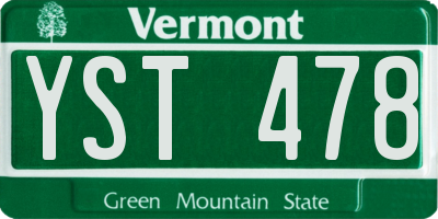 VT license plate YST478