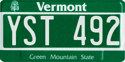 VT license plate YST492