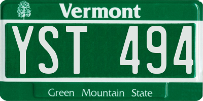 VT license plate YST494