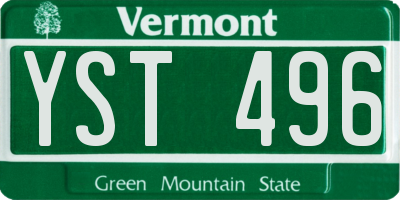 VT license plate YST496