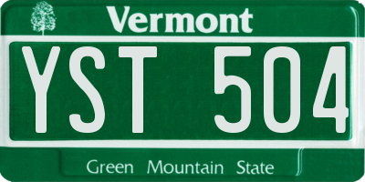 VT license plate YST504