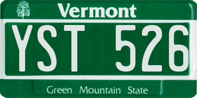 VT license plate YST526