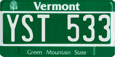 VT license plate YST533