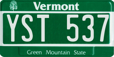 VT license plate YST537