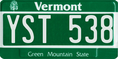 VT license plate YST538