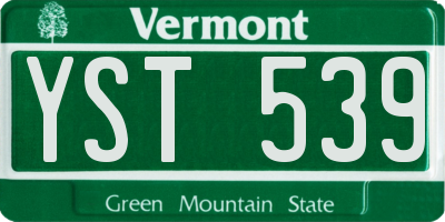 VT license plate YST539
