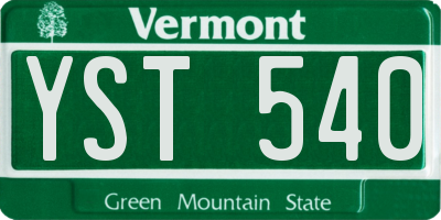 VT license plate YST540