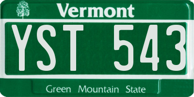 VT license plate YST543