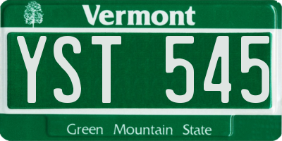 VT license plate YST545