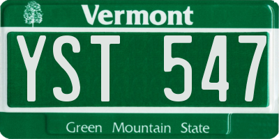 VT license plate YST547