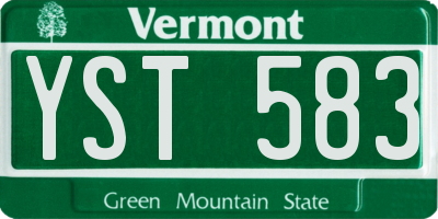 VT license plate YST583