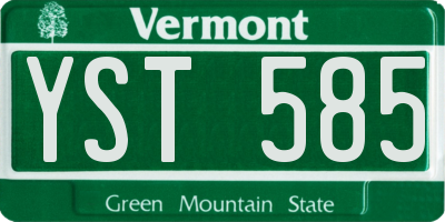 VT license plate YST585