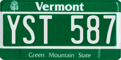 VT license plate YST587