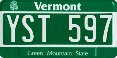 VT license plate YST597