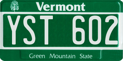 VT license plate YST602