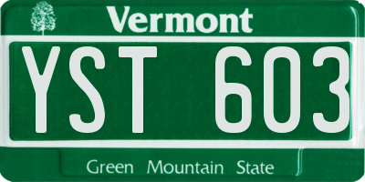 VT license plate YST603