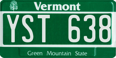 VT license plate YST638