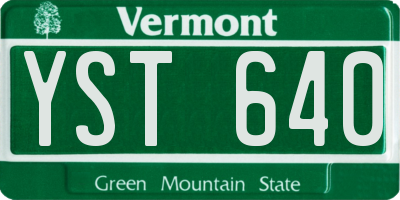 VT license plate YST640