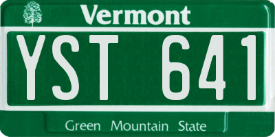 VT license plate YST641